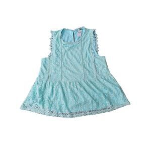 NEW Cavenders April Sky Top Womens Lace Blouse Blue Size Large (477)